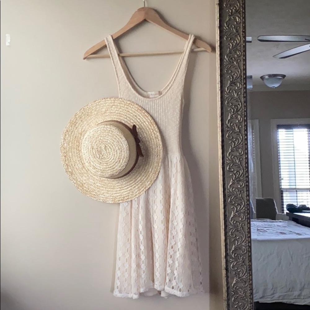 Creamy beige color midi dress